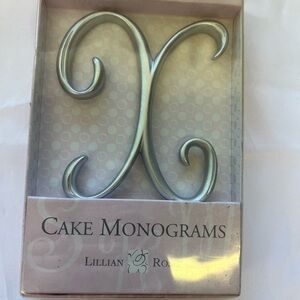 Lillian Rose Silver Cake `X’ Monogram